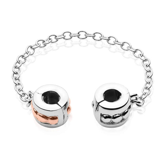 Clogau Sterling Silver & 9ct Rose Gold Safety Chain Bead Charm