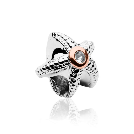 Clogau Sterling Silver & 9ct Rose Gold Starfish Topaz Bead Charm