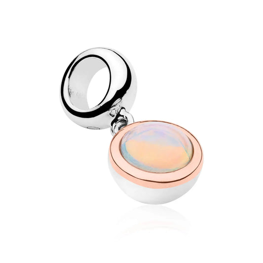 Clogau Sterling Silver & 9ct Rose Gold Fire Opal (October) Birth Stone Milestones Bead Charm