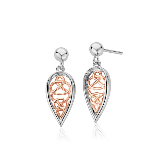 Clogau Sterling Silver & 9ct Rose Gold Welsh Royalty Earrings