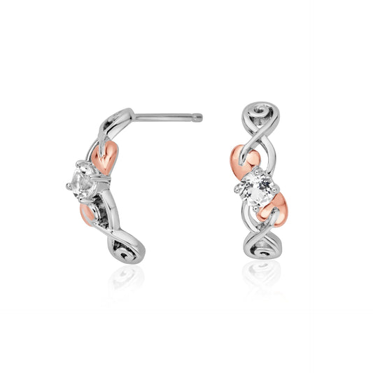 Clogau Sterling Silver & 9ct Rose Gold Tree of Life White Topaz Stud Earrings