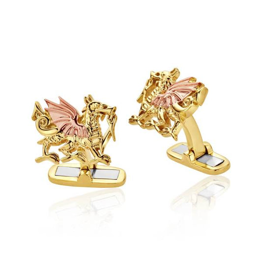 Clogau 9ct Yellow & Rose Gold Welsh Dragon Cuff Links