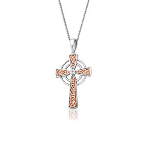 Clogau Sterling Silver & 9ct Rose Gold Welsh Royalty Topaz Cross Pendant