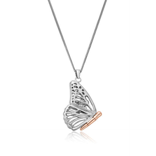 Clogau Sterling Silver & 9ct Rose Gold Large Butterfly Locket