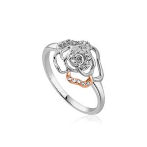 Clogau Sterling Silver & 9ct Rose Gold Royal Roses White Topaz Ring size M, N or O