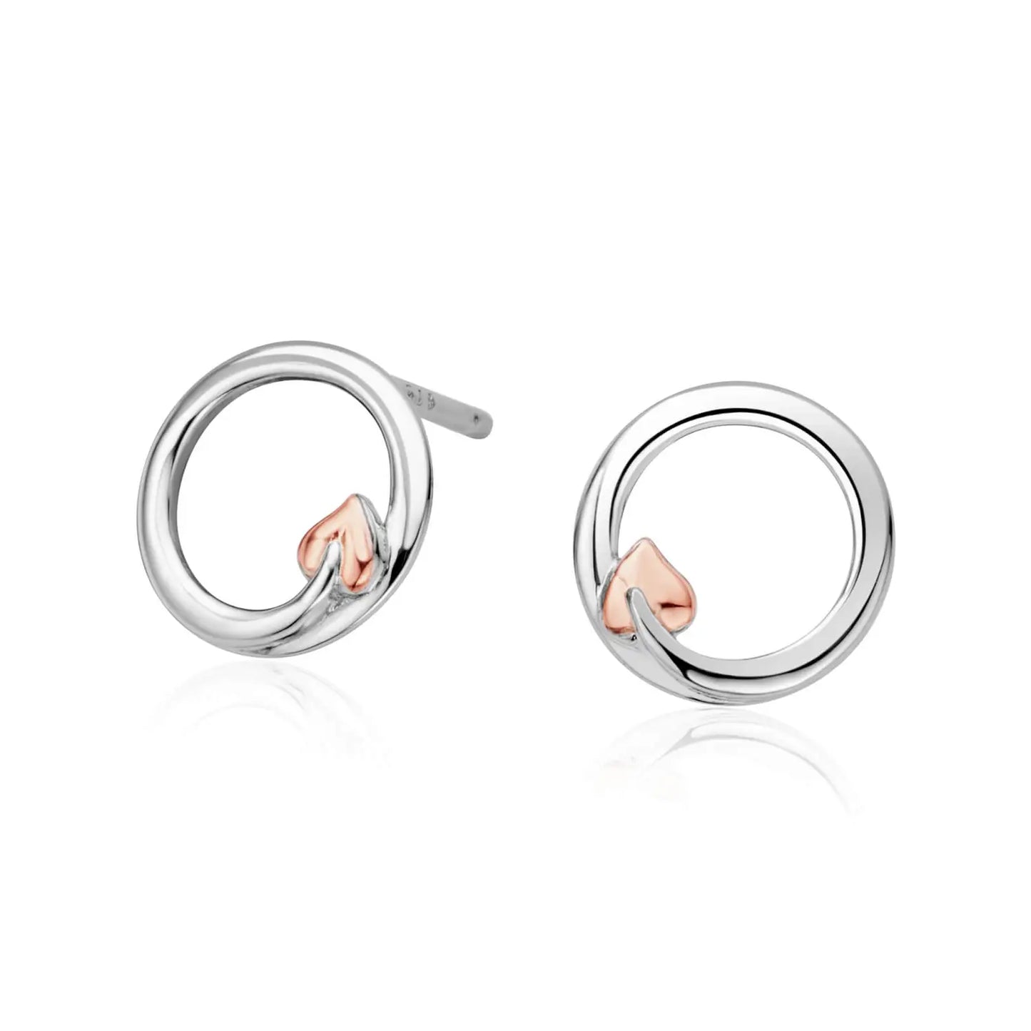 Clogau Sterling Silver & 9ct Rose Gold Tree of Life Circle Stud Earrings