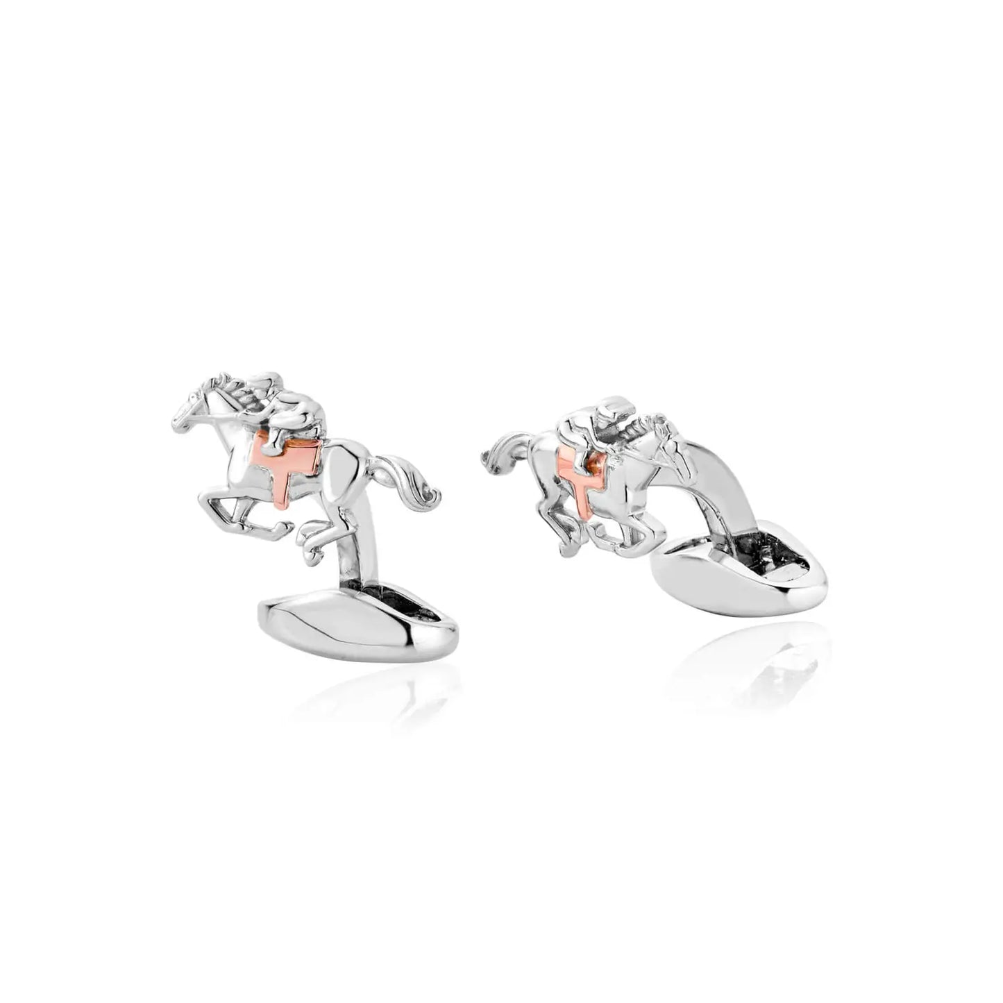 Clogau Sterling Silver & 9ct Rose Gold Horse & Jockey Cufflinks