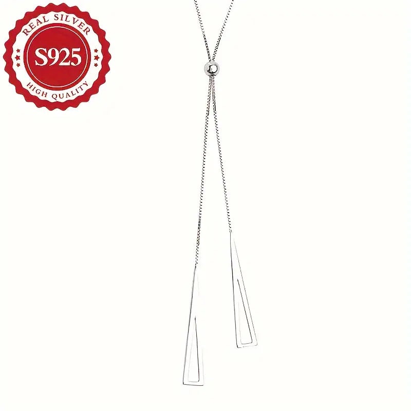 Sterling Silver Adjustable Triangular Zipper Lariat Necklace