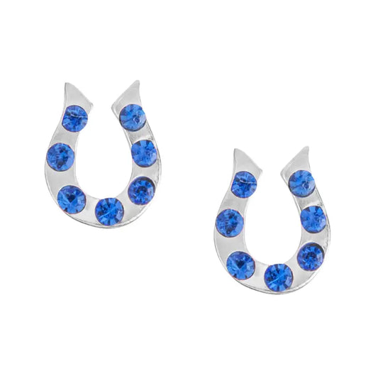 Sterling Silver Sapphire CZ Horseshoe Stud earrings