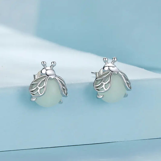Sterling Silver Luminous Firefly Stud Earrings