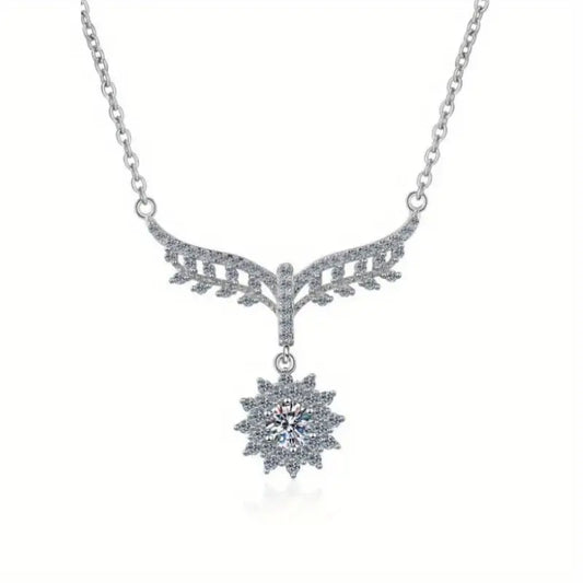 Sterling Silver 0.5ct Moissanite Angel Wings Necklace