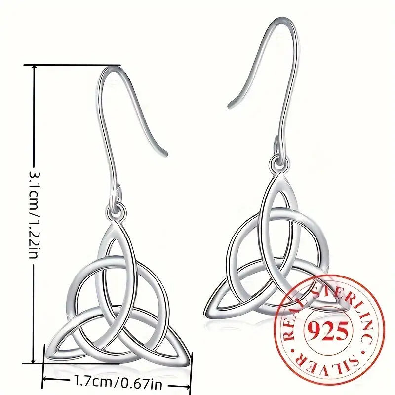 Sterling Silver Celtic Trinity Knot Drop Earrings