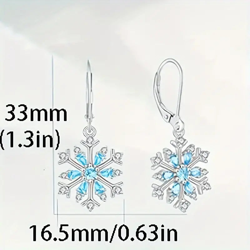 Sterling Silver Snowflake Cubic Zirconia Drop Earrings