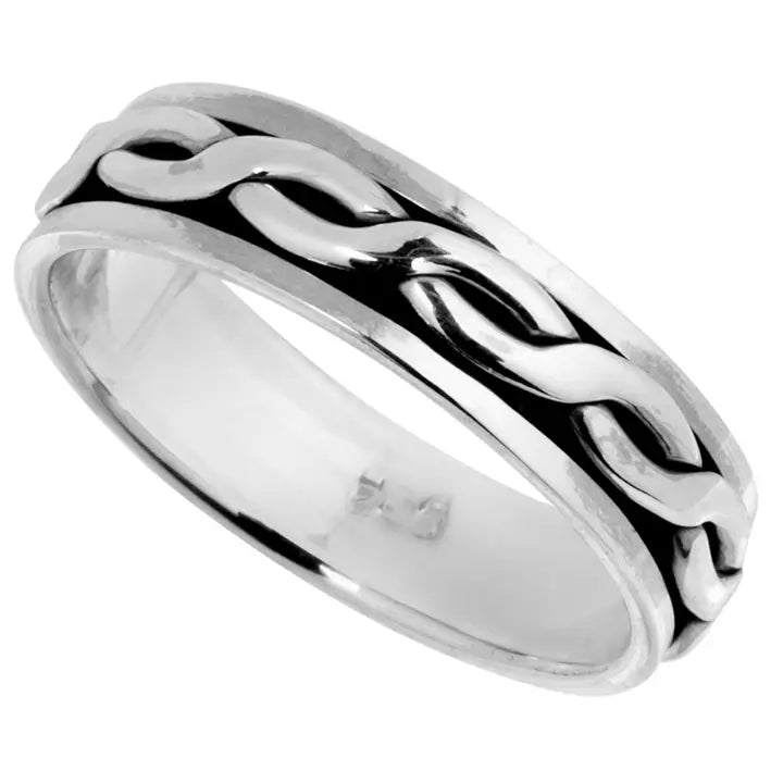 Sterling Silver Unisex Celtic Spinner Band Ring