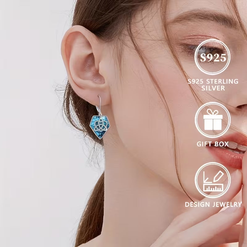 Sterling Silver Turquoise Celtic Knot Drop Earrings