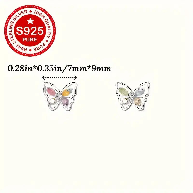 Sterling Silver Cubic Zirconia Butterfly Stud Earrings