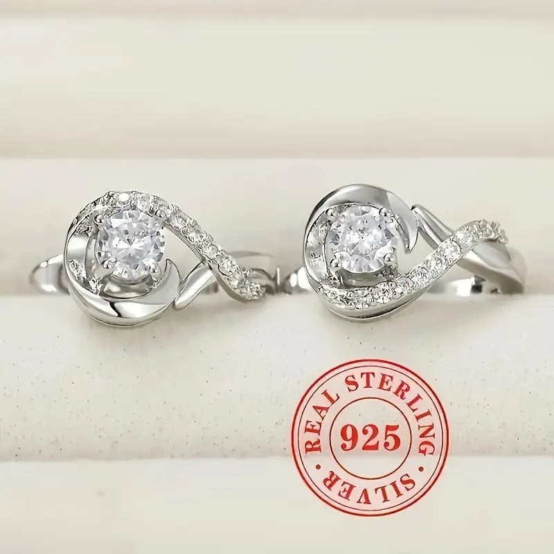 Sterling Silver White Cubic Zirconia Huggie Hoop Earrings