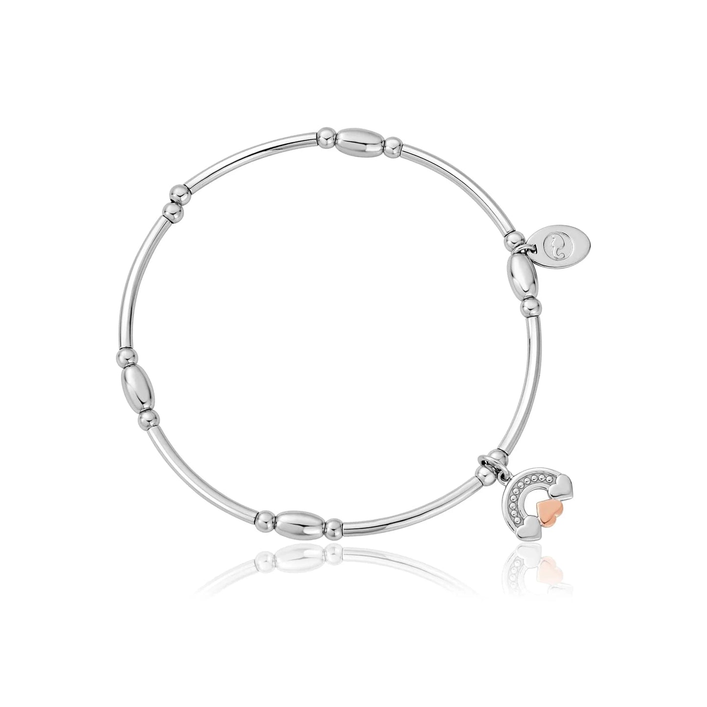 Clogau Sterling Silver & 9ct Rose Gold Enfys Bach Topaz Affinity Beaded Stretch Bracelet 17cm