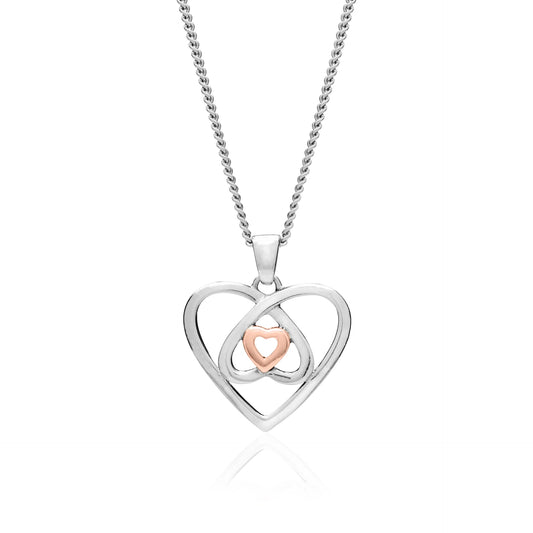 Clogau Sterling Silver & 9ct Rose Gold Celtic Heart Pendant