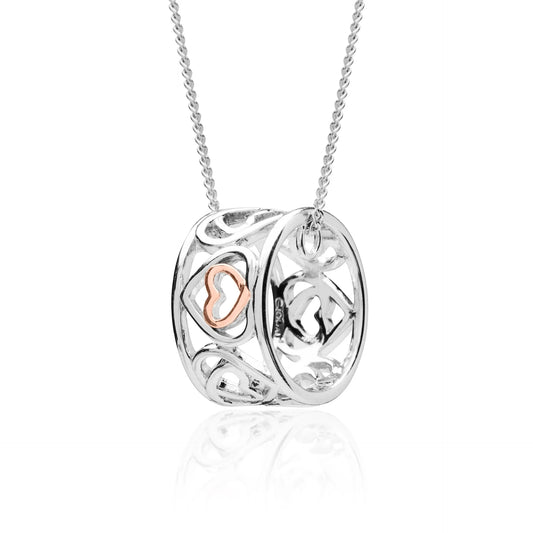 Clogau Sterling Silver & 9ct Rose Gold Affinity Heart Barrel Pendant