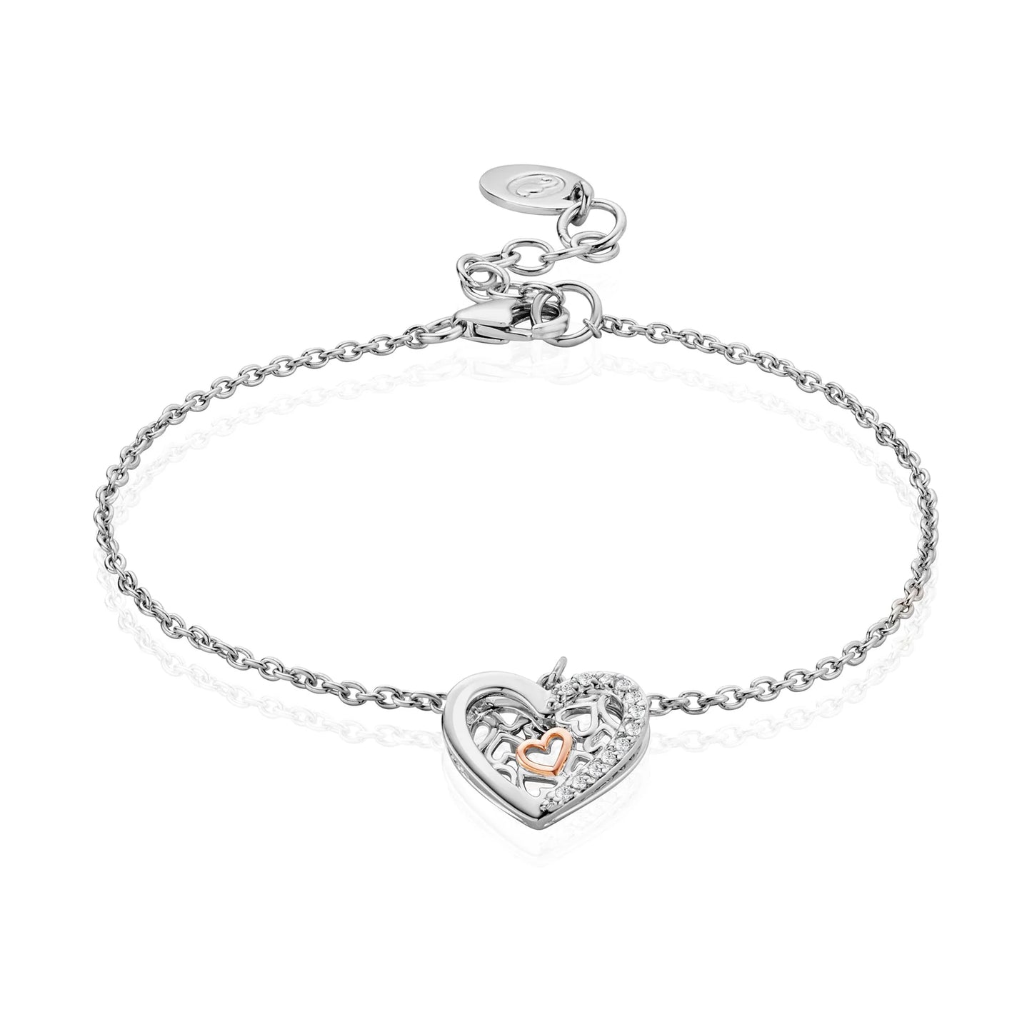 Clogau Sterling Silver & 9ct Rose Gold Always in my Heart Topaz Bracelet