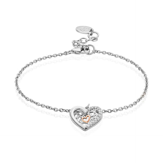Clogau Sterling Silver & 9ct Rose Gold Always in my Heart Topaz Bracelet