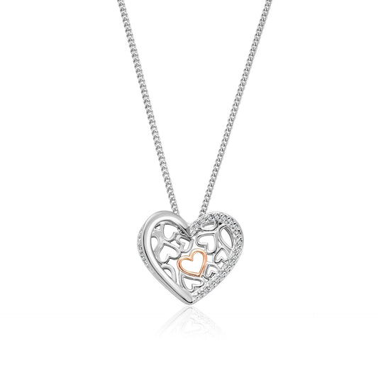 Clogau Sterling Silver & 9ct Rose Gold Always in my Heart Topaz Pendant