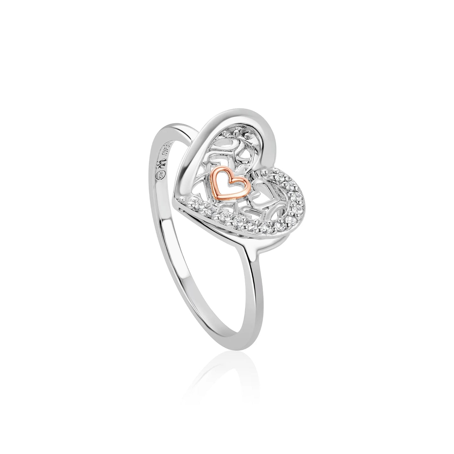 Clogau Sterling Silver & 9ct Rose Gold Always in my Heart Topaz Ring size L, P or R