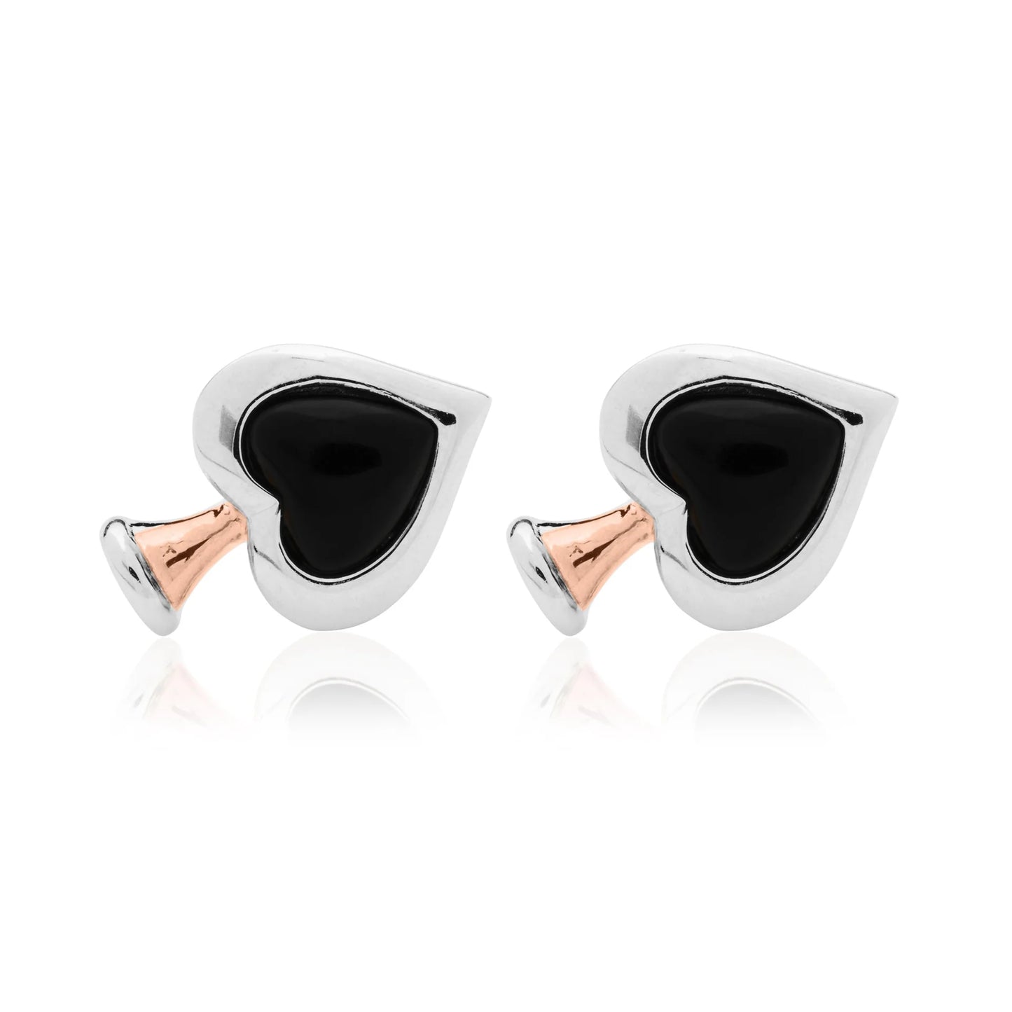 Clogau Sterling Silver & 9ct Rose Gold Magical Alice Agate Heart Stud Earrings