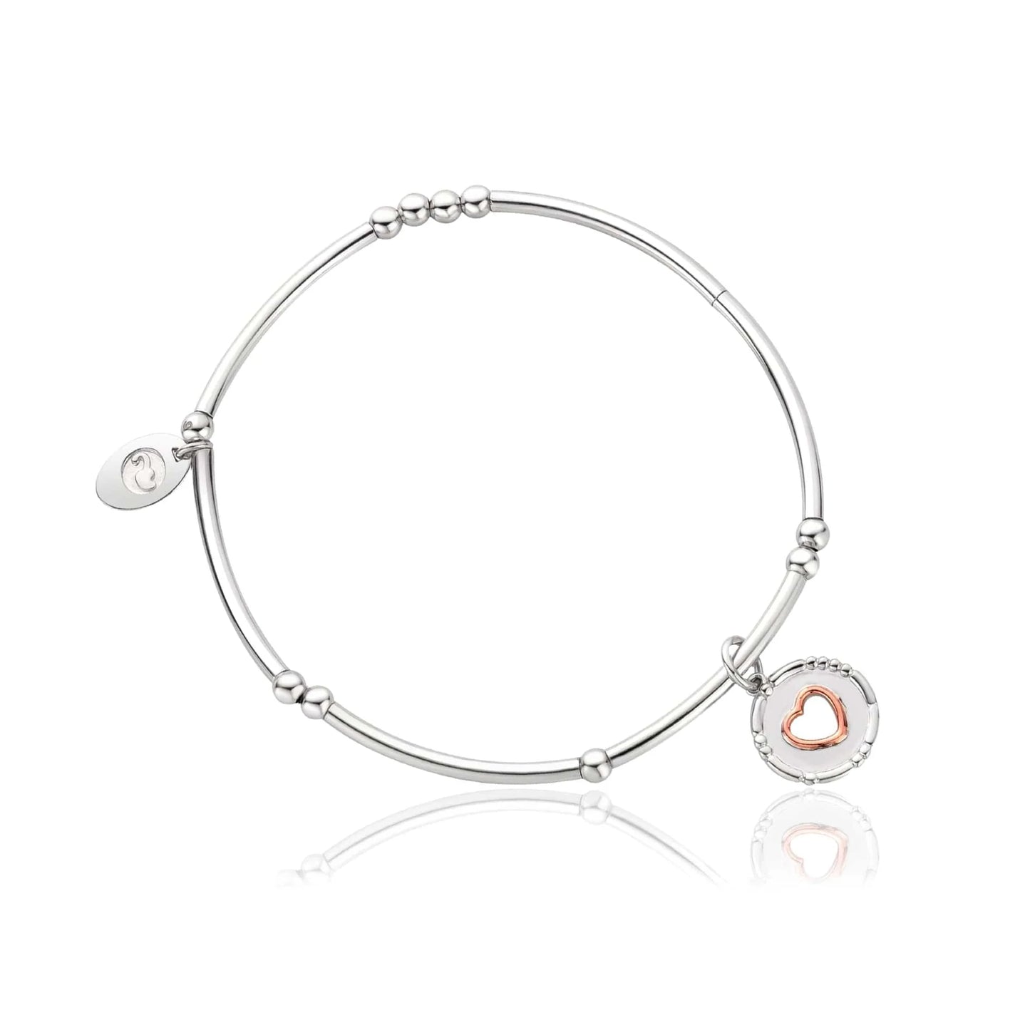 Clogau Sterling Silver & 9ct Rose Gold Cariad Morse Code Affinity Beaded Stretch Bracelet 16cm RRP £139.00