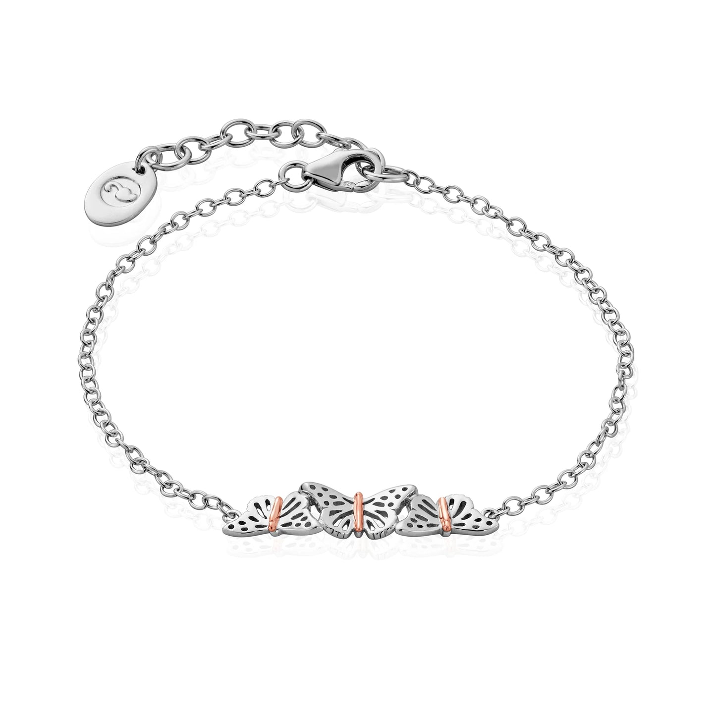 Clogau Sterling Silver & 9ct Rose Gold Butterfly Bracelet