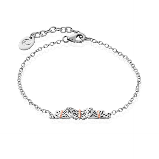 Clogau Sterling Silver & 9ct Rose Gold Butterfly Bracelet