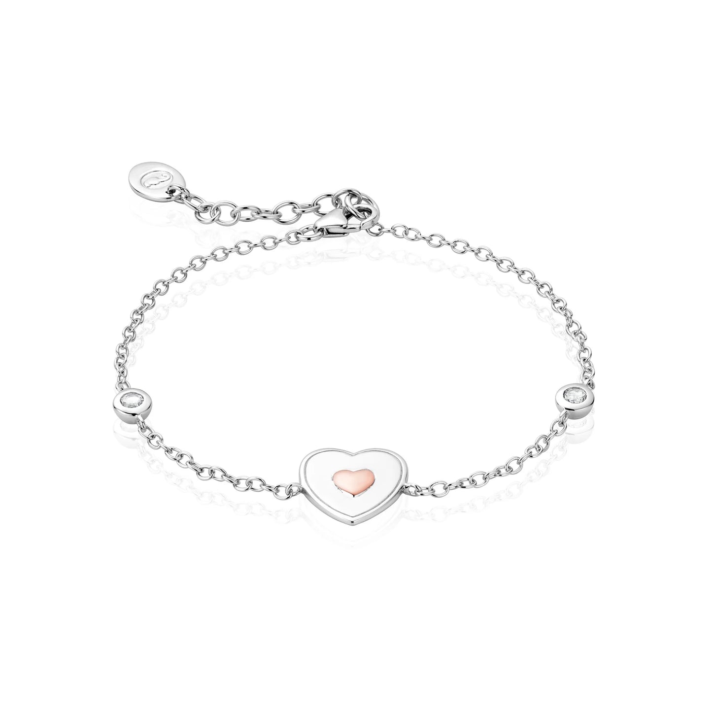 Clogau Sterling Silver & 9ct Rose Gold Cariad Heart Topaz Bracelet