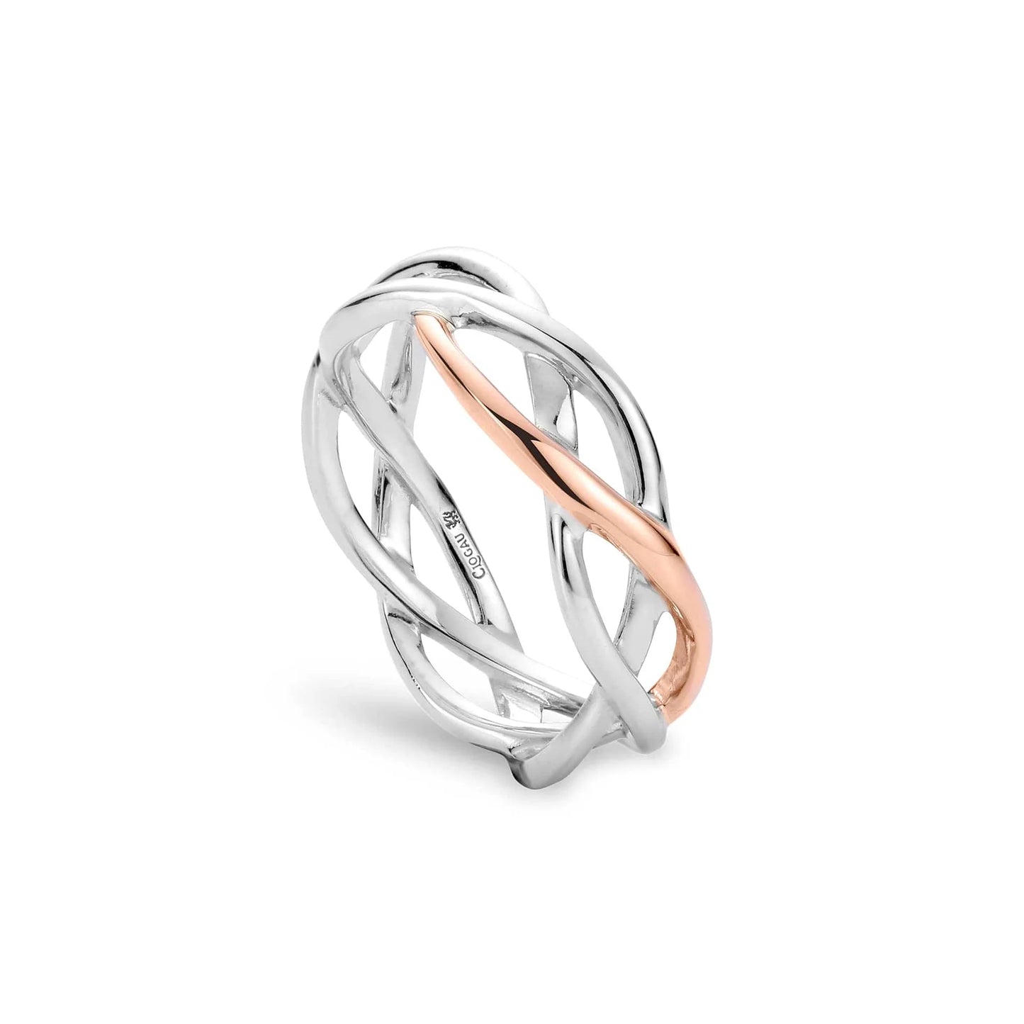 Clogau Sterling Silver & 9ct Rose Gold Celtic Weave Ring RRP £159.00 size L, N or O