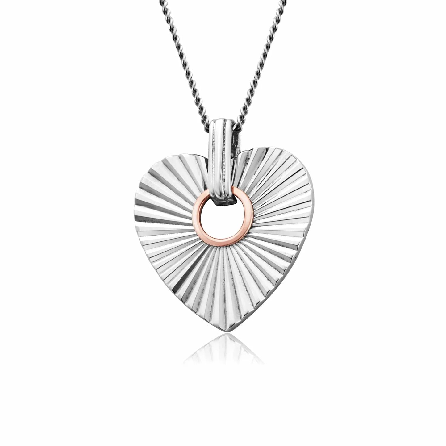 Clogau Sterling Silver & 9ct Rose Gold Cariad Horizon Heart Pendant RRP £179.00