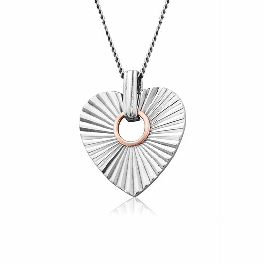 Clogau Sterling Silver & 9ct Rose Gold Cariad Horizon Heart Pendant RRP £179.00