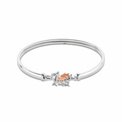 Clogau Sterling Silver & 9ct Rose Gold Welsh Dragon Bangle