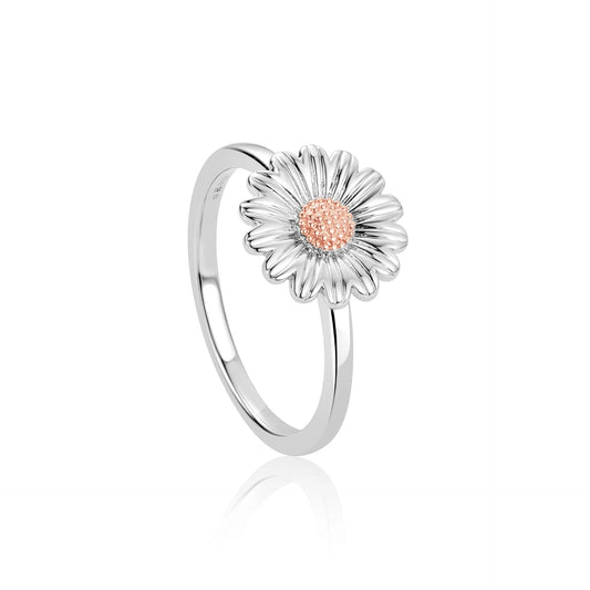 Clogau Sterling Silver & 9ct Rose Gold Daisy Ring size J, K, L, M, N, O, P, Q or R