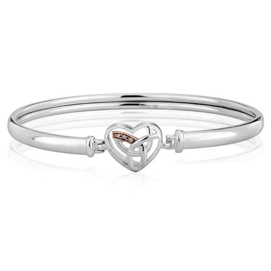 Clogau Sterling Silver & 9ct Rose Gold Eternal Love Heart Diamond Bangle