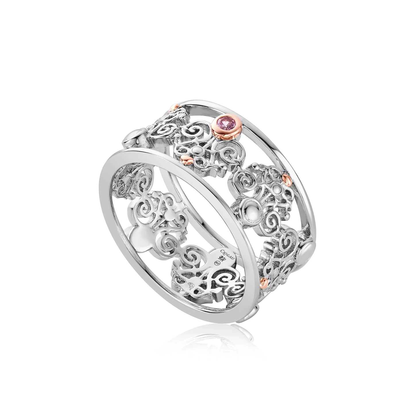 Clogau Sterling Silver & 9ct Rose Gold Bohemia Pink Sapphire Ring RRP £149.00 size L or O