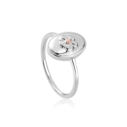 Clogau Sterling Silver & 9ct Rose Gold Forget Me Not Flower Ring size P or Q