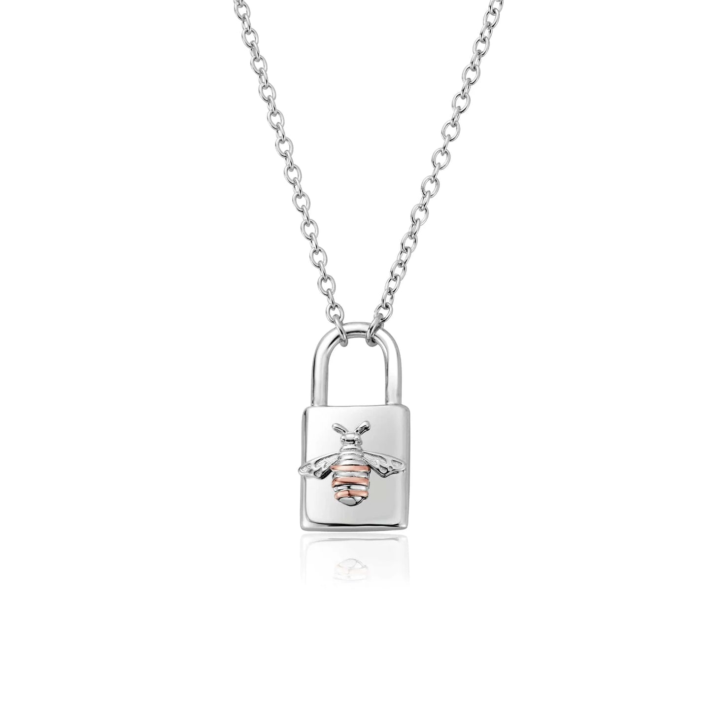 Clogau Sterling Silver & 9ct Rose Gold Honey Bee Padlock Necklace