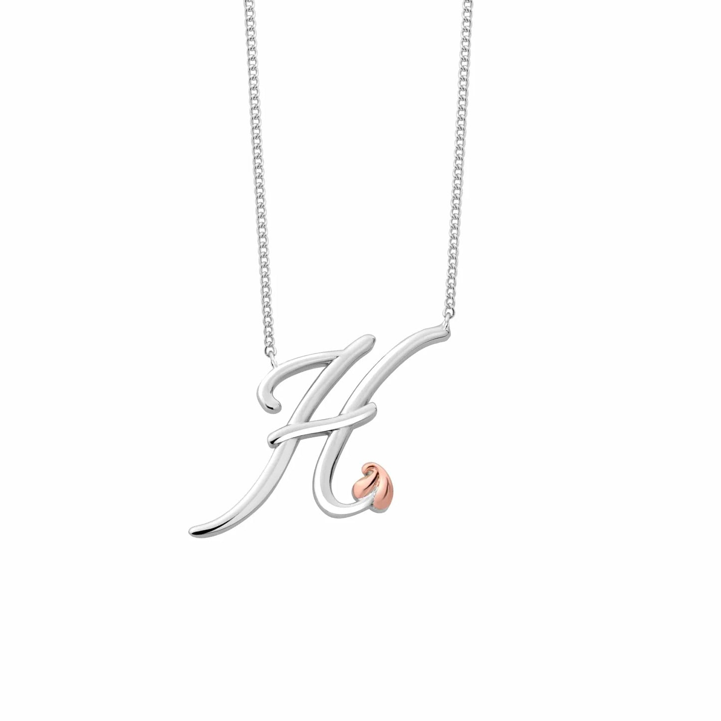 Clogau Sterling Silver & 9ct Rose Gold Letter H Necklace RRP £179.00