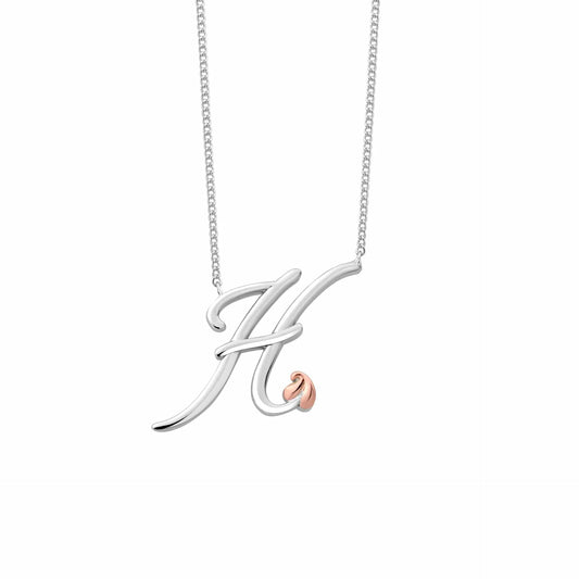 Clogau Sterling Silver & 9ct Rose Gold Letter H Necklace RRP £179.00