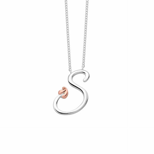 Clogau Sterling Silver & 9ct Rose Gold Tree of Life Letter S Necklace RRP £179.00