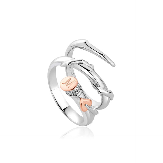 Clogau Sterling Silver & 9ct Rosw Gold Swirl Betrayal Ring RRP £350.00 size O