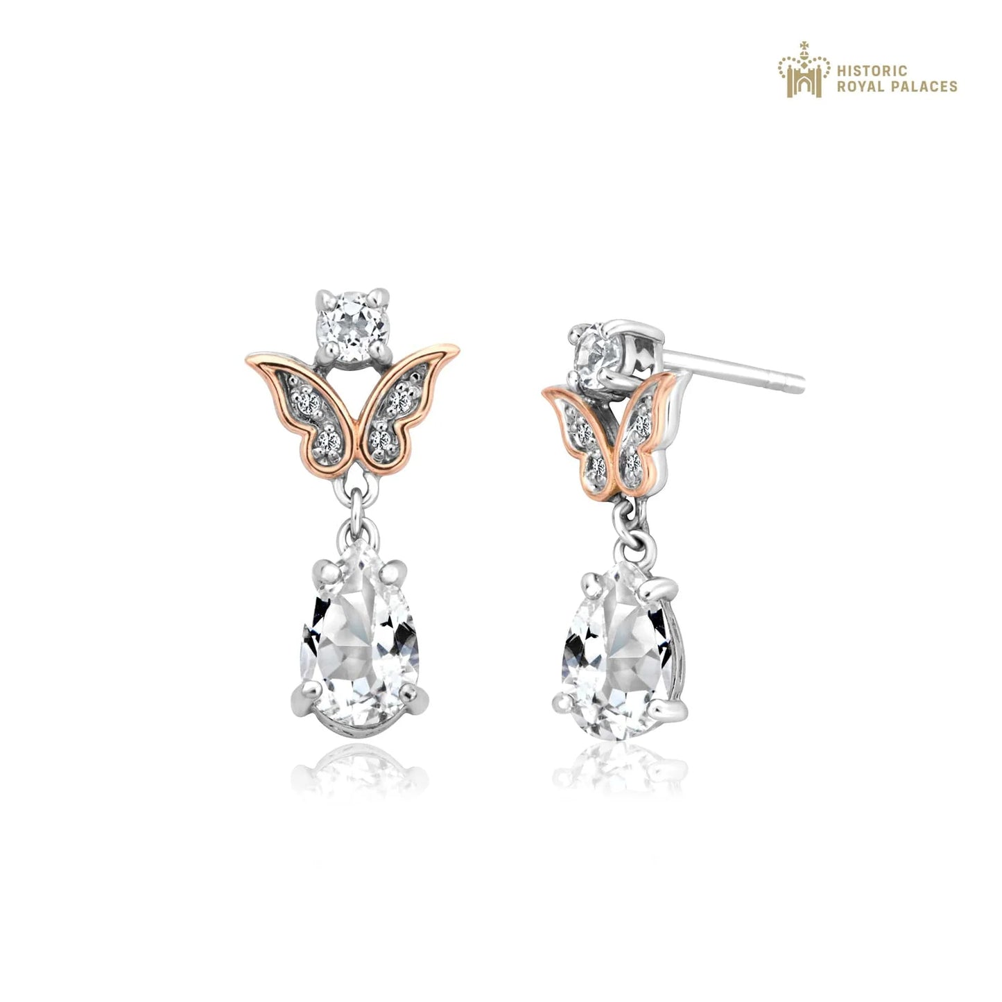 Clogau Sterling Silver & 9ct Rose Gold Kensington Fie Tiara Topaz Drop Earrings RRP £179.00