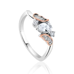 Clogau Sterling Silver & 9ct Rose Gold Kensington Fife Tiara Topaz Ring size N