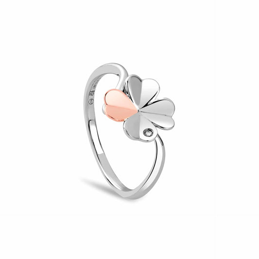 Clogau Sterling Silver & 9ct Rose Gold 'Pob Lwc' 4 Leaf Clover Topaz Ring RRP £129.00 size L, O, Q or R