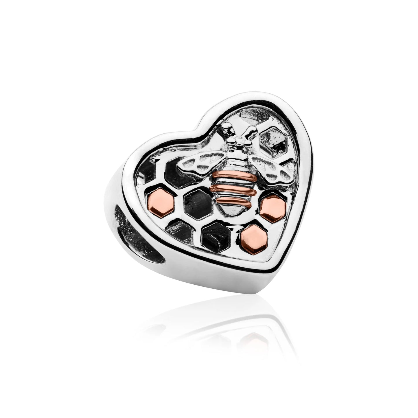 Clogau Sterling Silver & 9ct Rose Gold Honey Bee Honeycomb Bead Charm